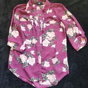 Iz Byer Women's Floral 3/4 Sleeve Blouse